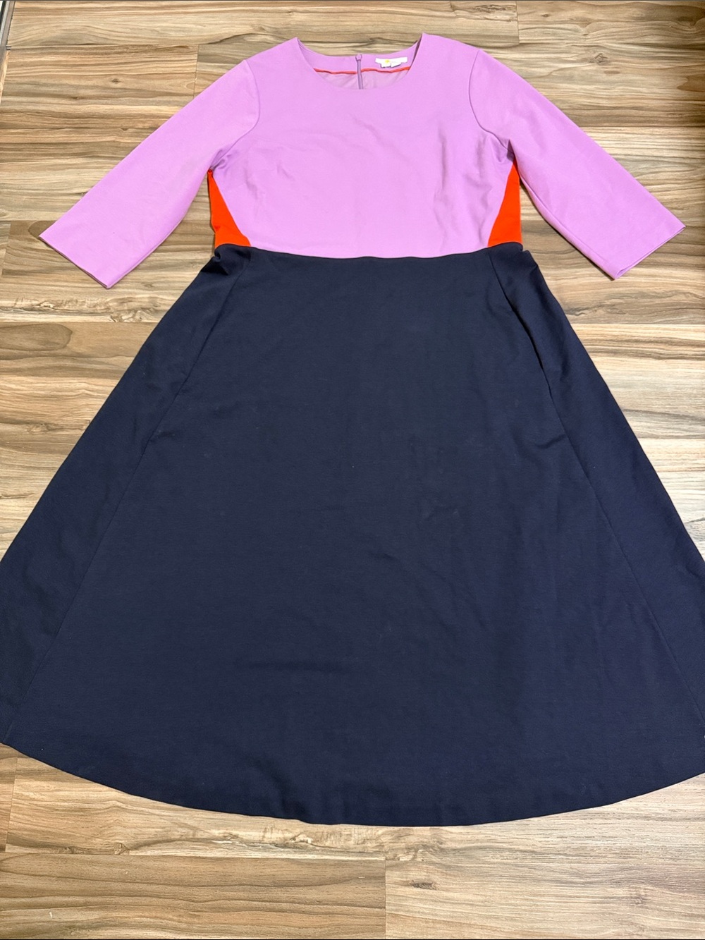 Boden 3/4 Sleeve Ivy Ponte Midi Dress Purple Red Blue Colorblock Women 20/22L